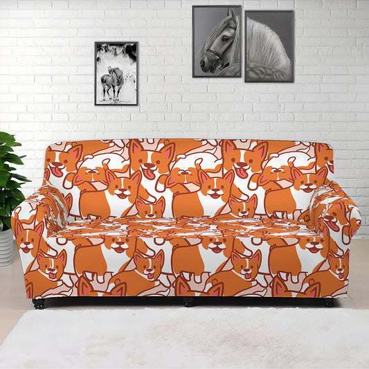 Cute Corgi Pattern Print Sofa Cover