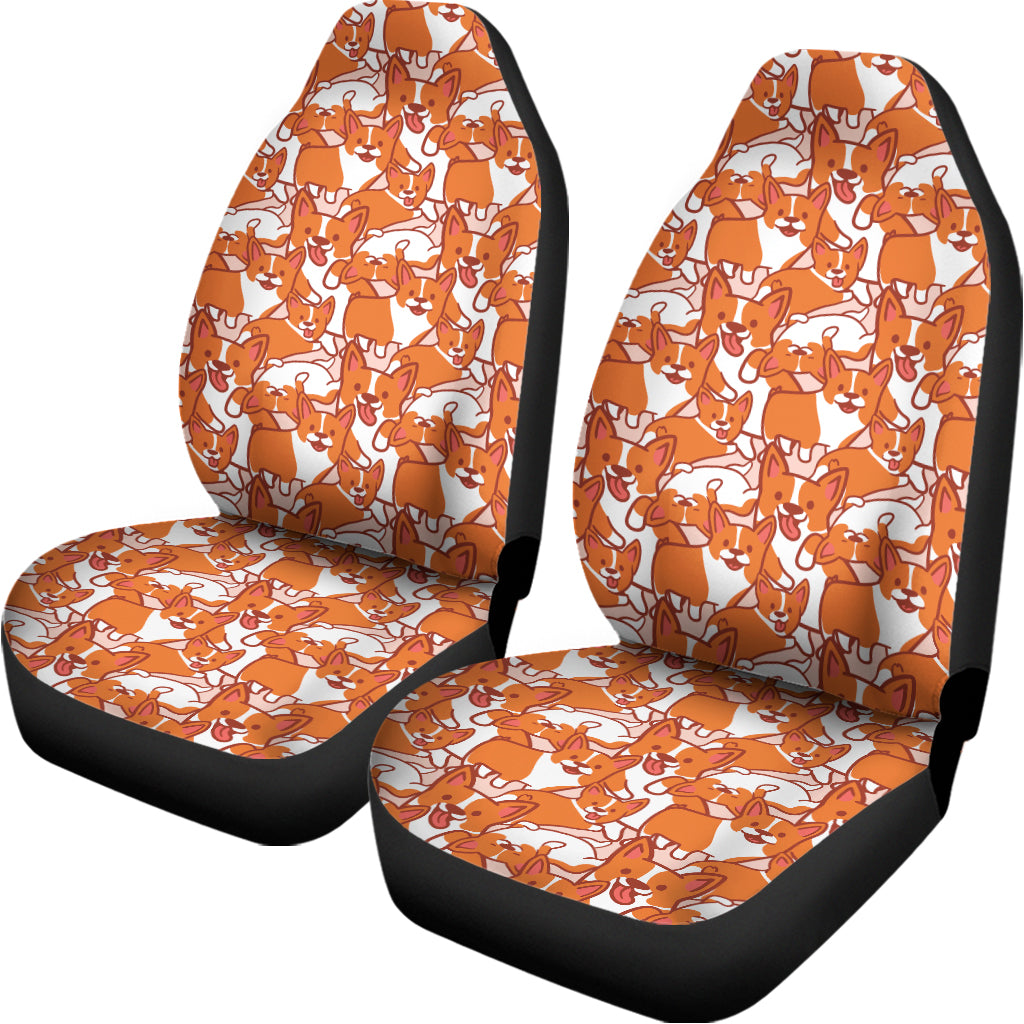 Cute Corgi Pattern Print Universal Fit Car Seat Covers