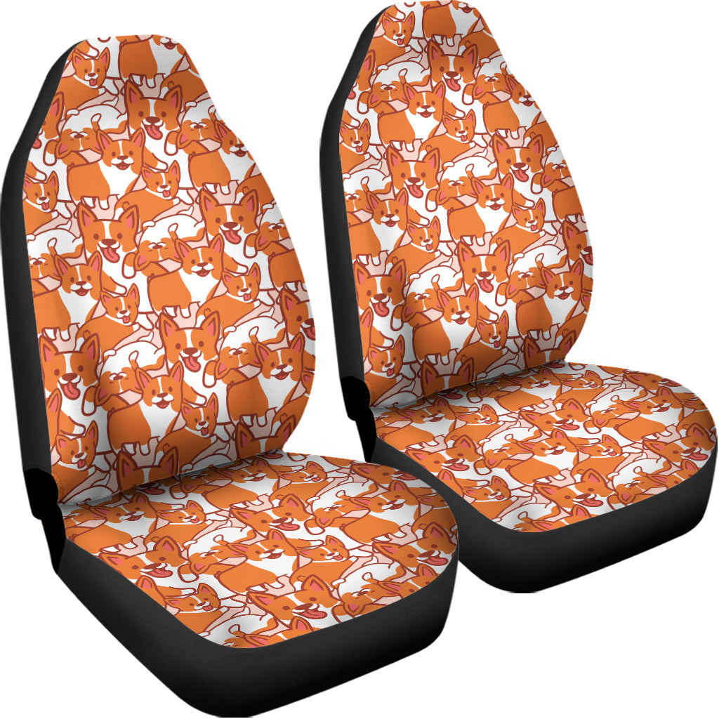 Cute Corgi Pattern Print Universal Fit Car Seat Covers