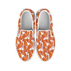 Cute Corgi Pattern Print White Slip On Shoes