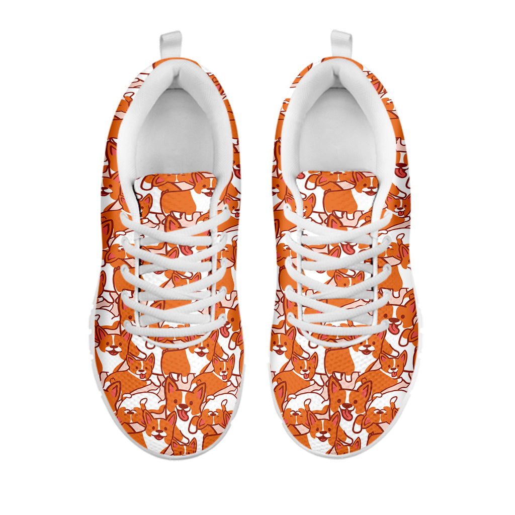 Cute Corgi Pattern Print White Sneakers