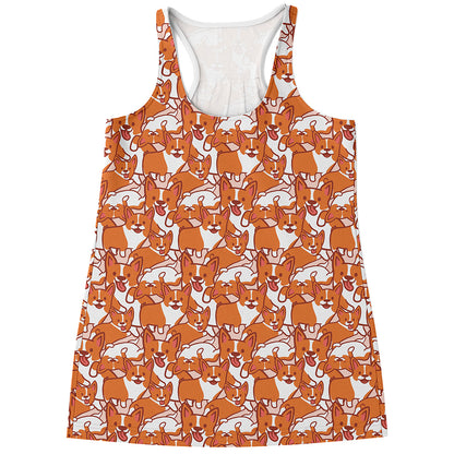 Cute Corgi Pattern Print Women's Racerback Tank Top
