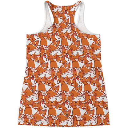 Cute Corgi Pattern Print Women's Racerback Tank Top