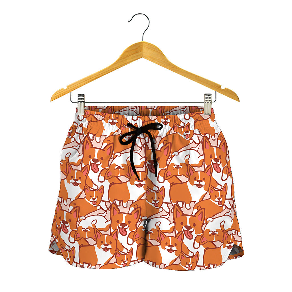Cute Corgi Pattern Print Women's Shorts