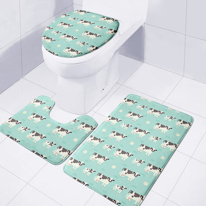 Cute Cow And Baby Cow Pattern Print 3 Piece Bath Mat Set