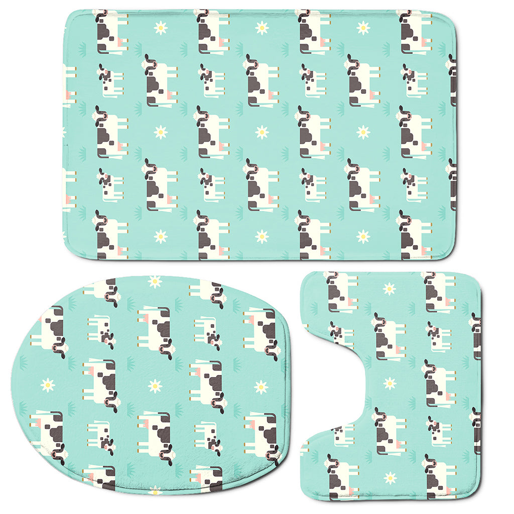 Cute Cow And Baby Cow Pattern Print 3 Piece Bath Mat Set