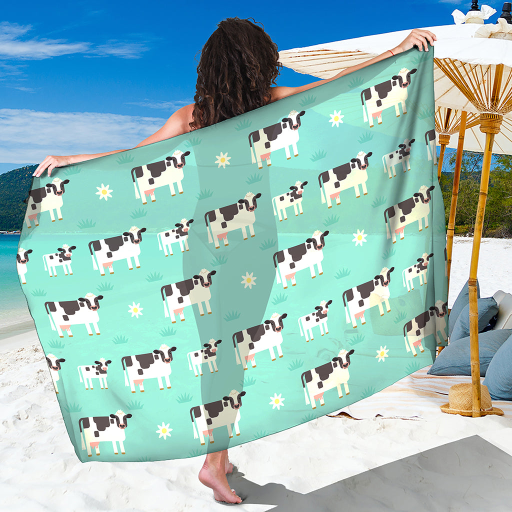 Cute Cow And Baby Cow Pattern Print Beach Sarong Wrap