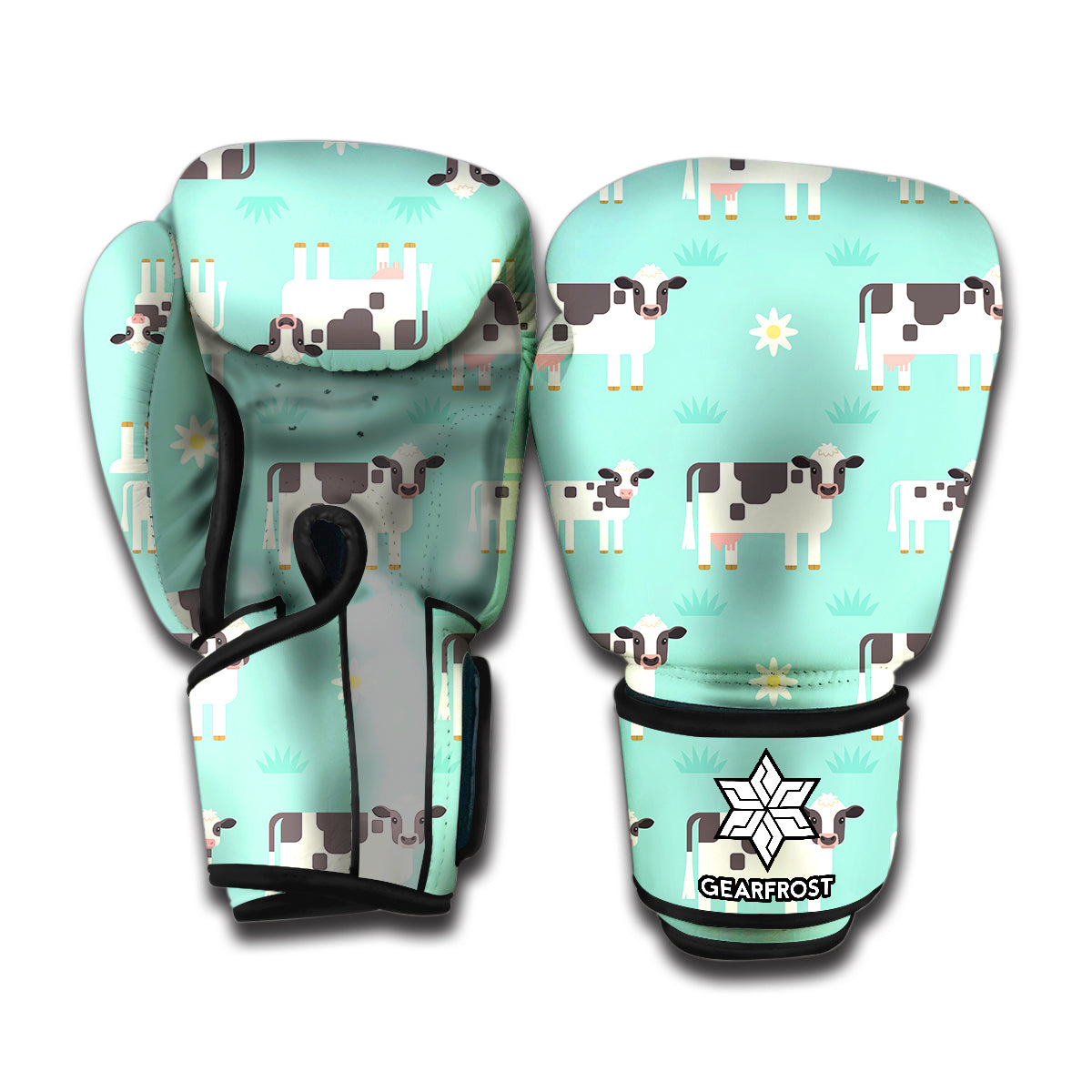 Cute Cow And Baby Cow Pattern Print Boxing Gloves
