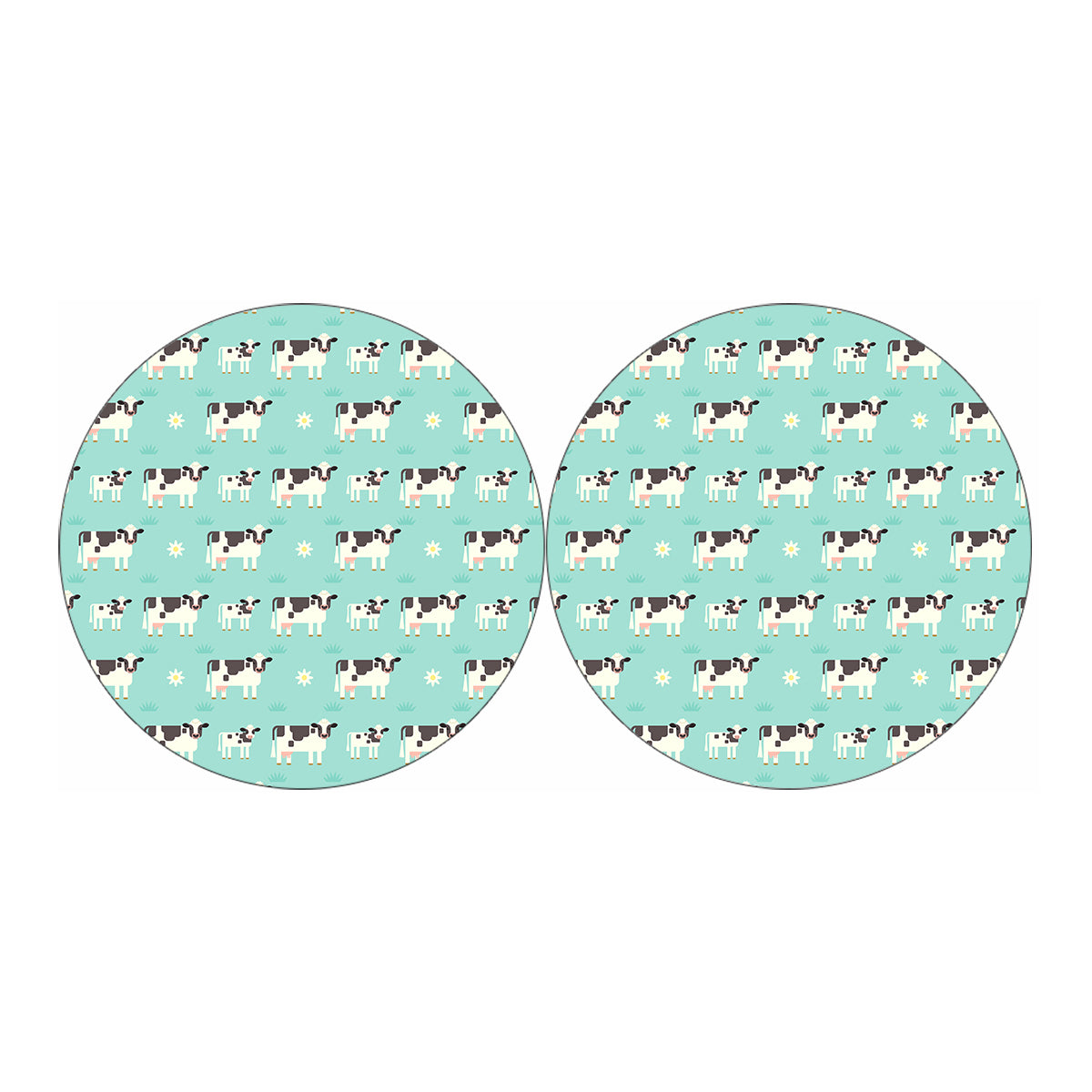 Cute Cow And Baby Cow Pattern Print Car Coasters