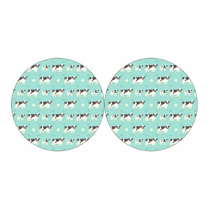 Cute Cow And Baby Cow Pattern Print Car Coasters