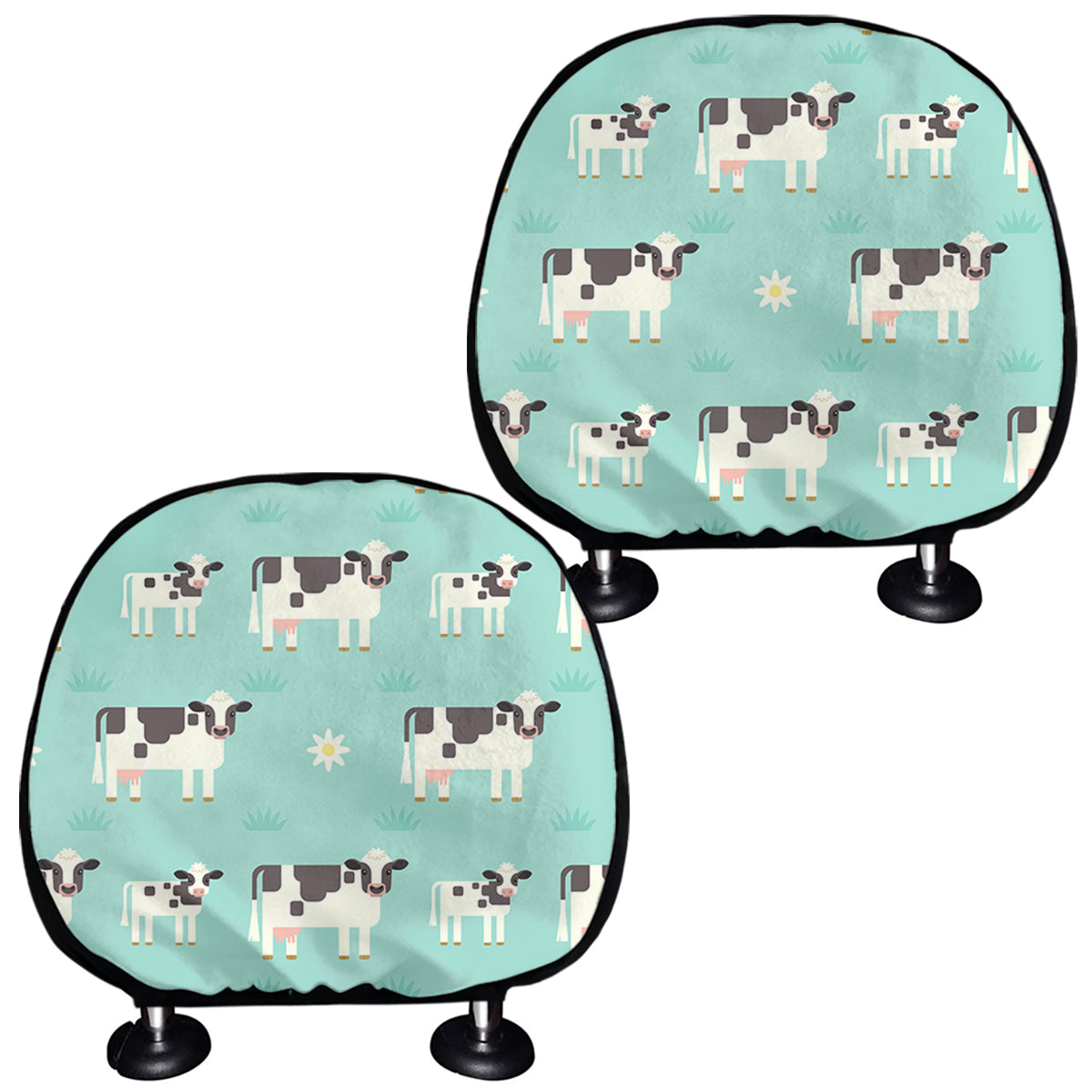 Cute Cow And Baby Cow Pattern Print Car Headrest Covers