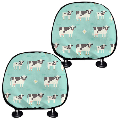 Cute Cow And Baby Cow Pattern Print Car Headrest Covers