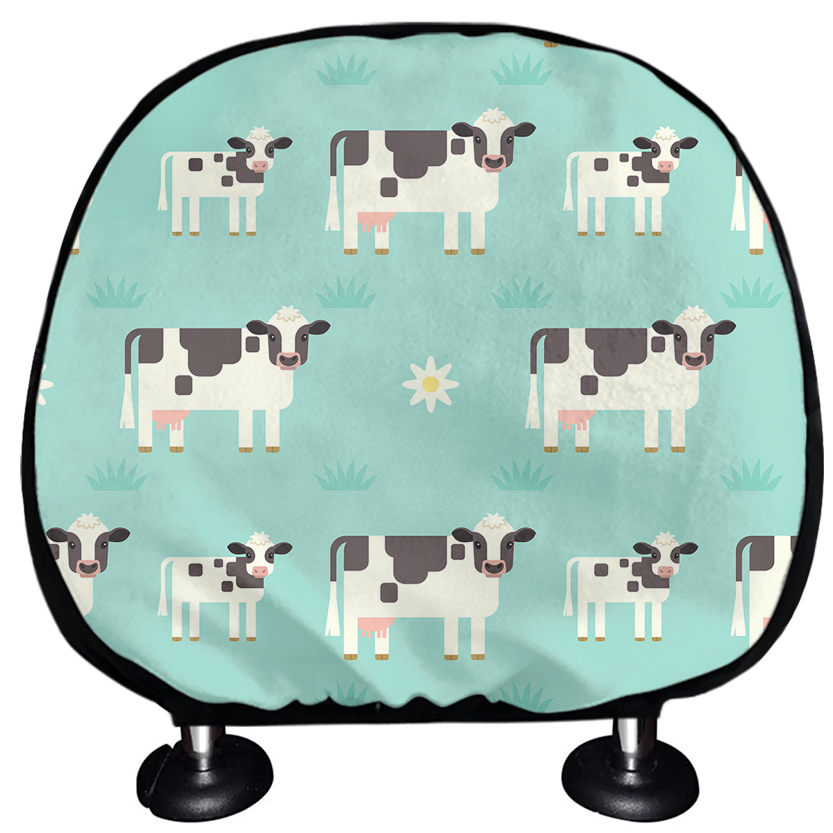 Cute Cow And Baby Cow Pattern Print Car Headrest Covers