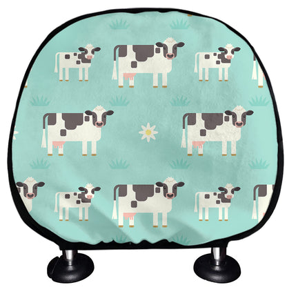 Cute Cow And Baby Cow Pattern Print Car Headrest Covers