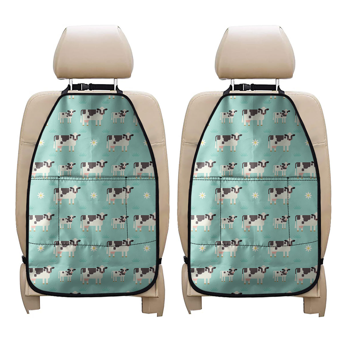 Cute Cow And Baby Cow Pattern Print Car Seat Organizers