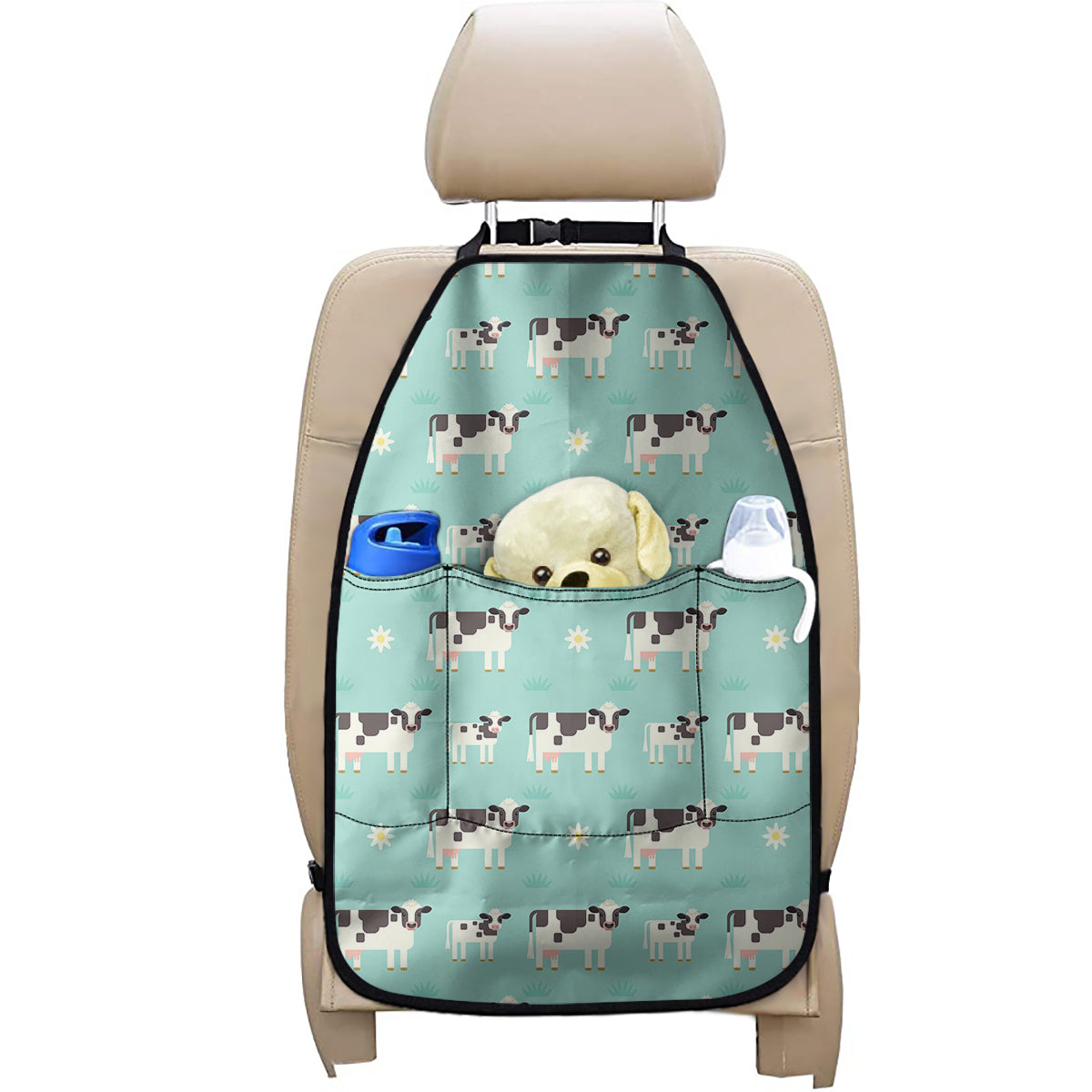 Cute Cow And Baby Cow Pattern Print Car Seat Organizers