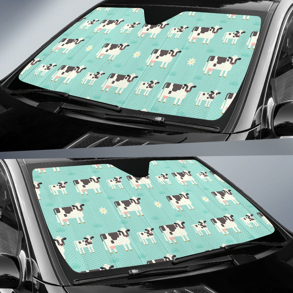 Cute Cow And Baby Cow Pattern Print Car Sun Shade GearFrost