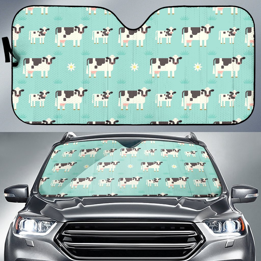 Cute Cow And Baby Cow Pattern Print Car Sun Shade GearFrost
