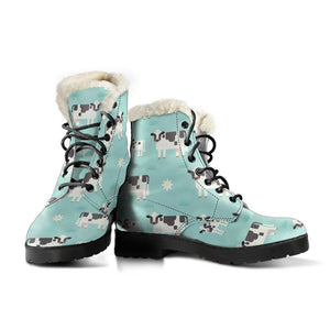 Cute Cow And Baby Cow Pattern Print Comfy Boots GearFrost