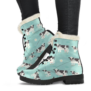 Cute Cow And Baby Cow Pattern Print Comfy Boots GearFrost