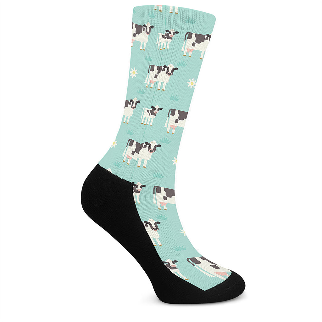 Cute Cow And Baby Cow Pattern Print Crew Socks
