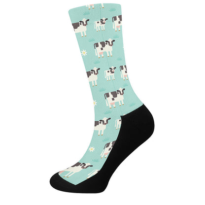 Cute Cow And Baby Cow Pattern Print Crew Socks