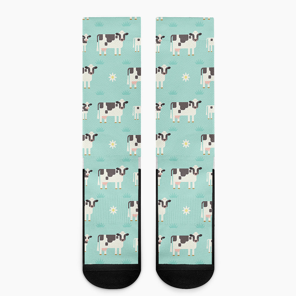 Cute Cow And Baby Cow Pattern Print Crew Socks