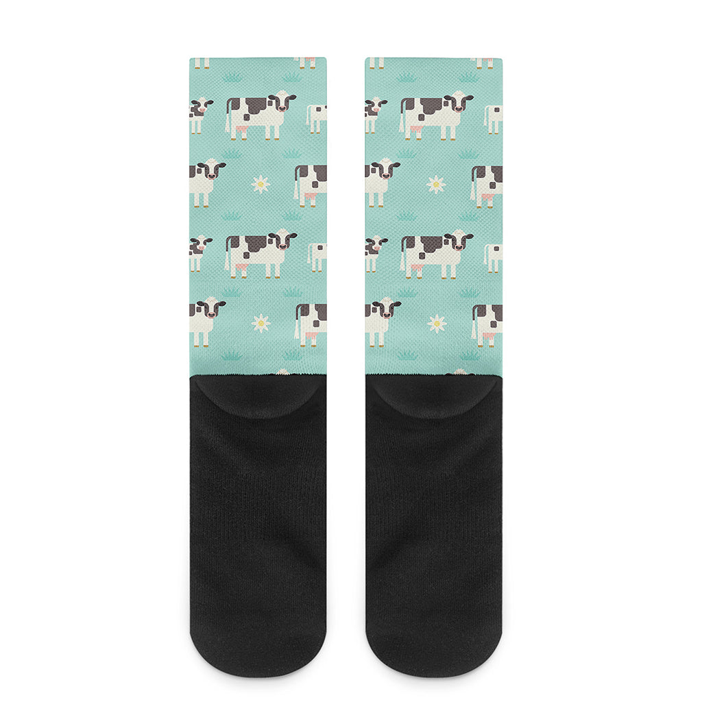 Cute Cow And Baby Cow Pattern Print Crew Socks