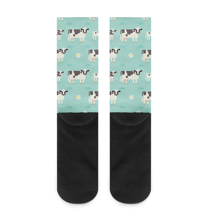 Cute Cow And Baby Cow Pattern Print Crew Socks