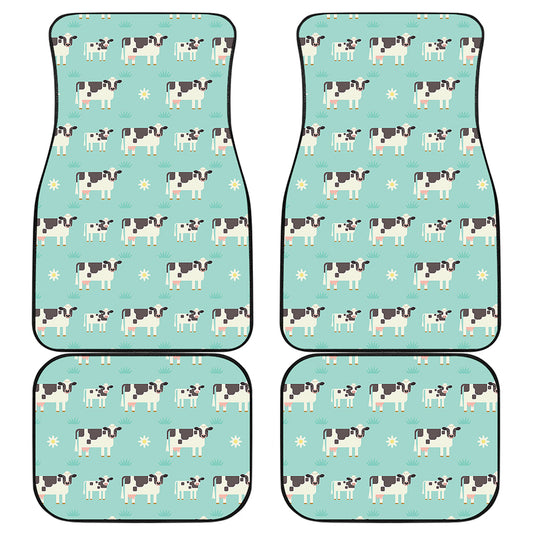 Cute Cow And Baby Cow Pattern Print Front and Back Car Floor Mats