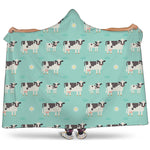 Cute Cow And Baby Cow Pattern Print Hooded Blanket
