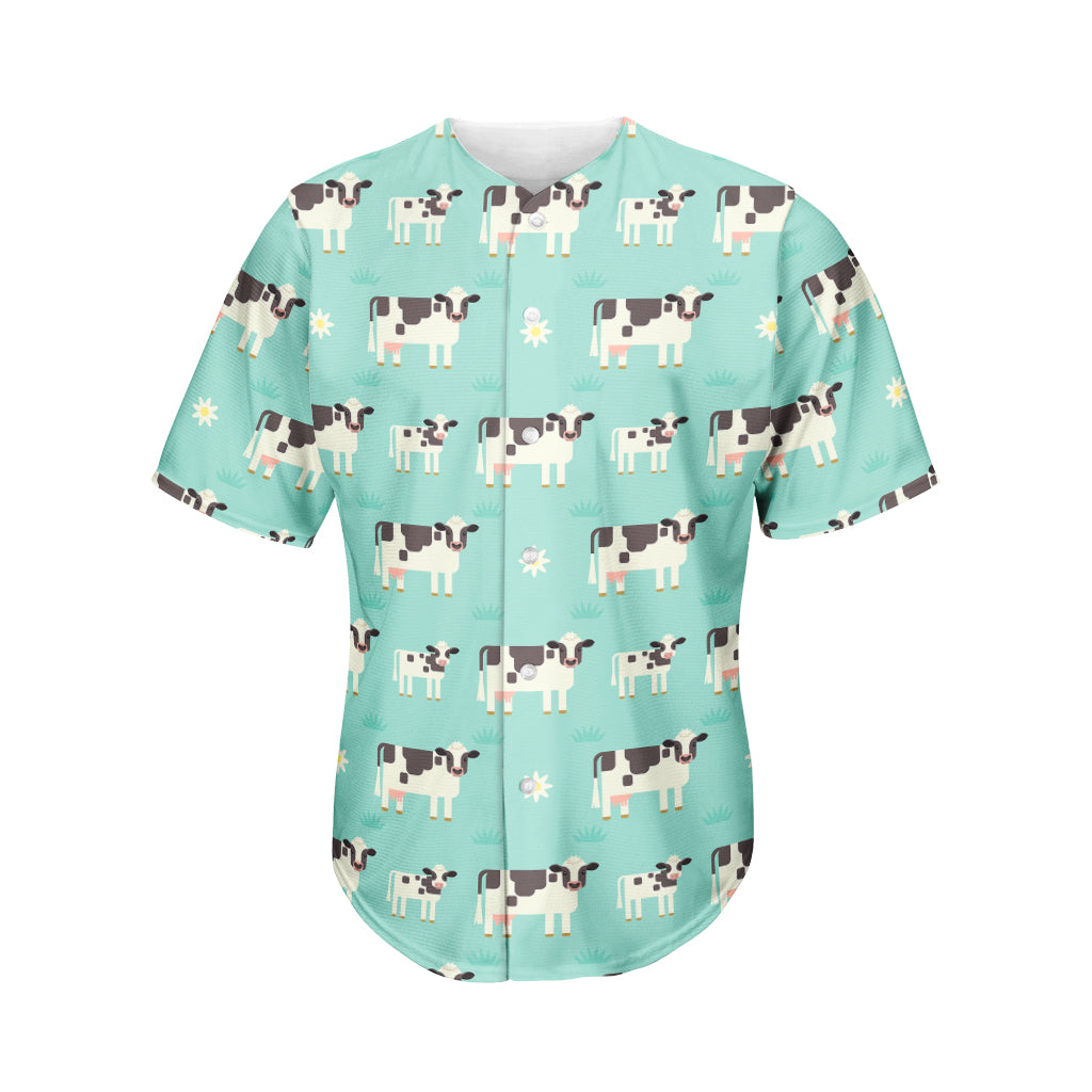 Cute Cow And Baby Cow Pattern Print Men's Baseball Jersey