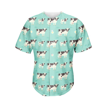 Cute Cow And Baby Cow Pattern Print Men's Baseball Jersey