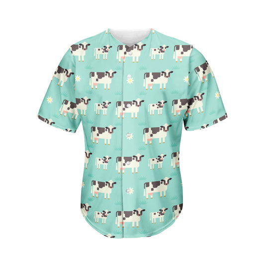 Cute Cow And Baby Cow Pattern Print Men's Baseball Jersey