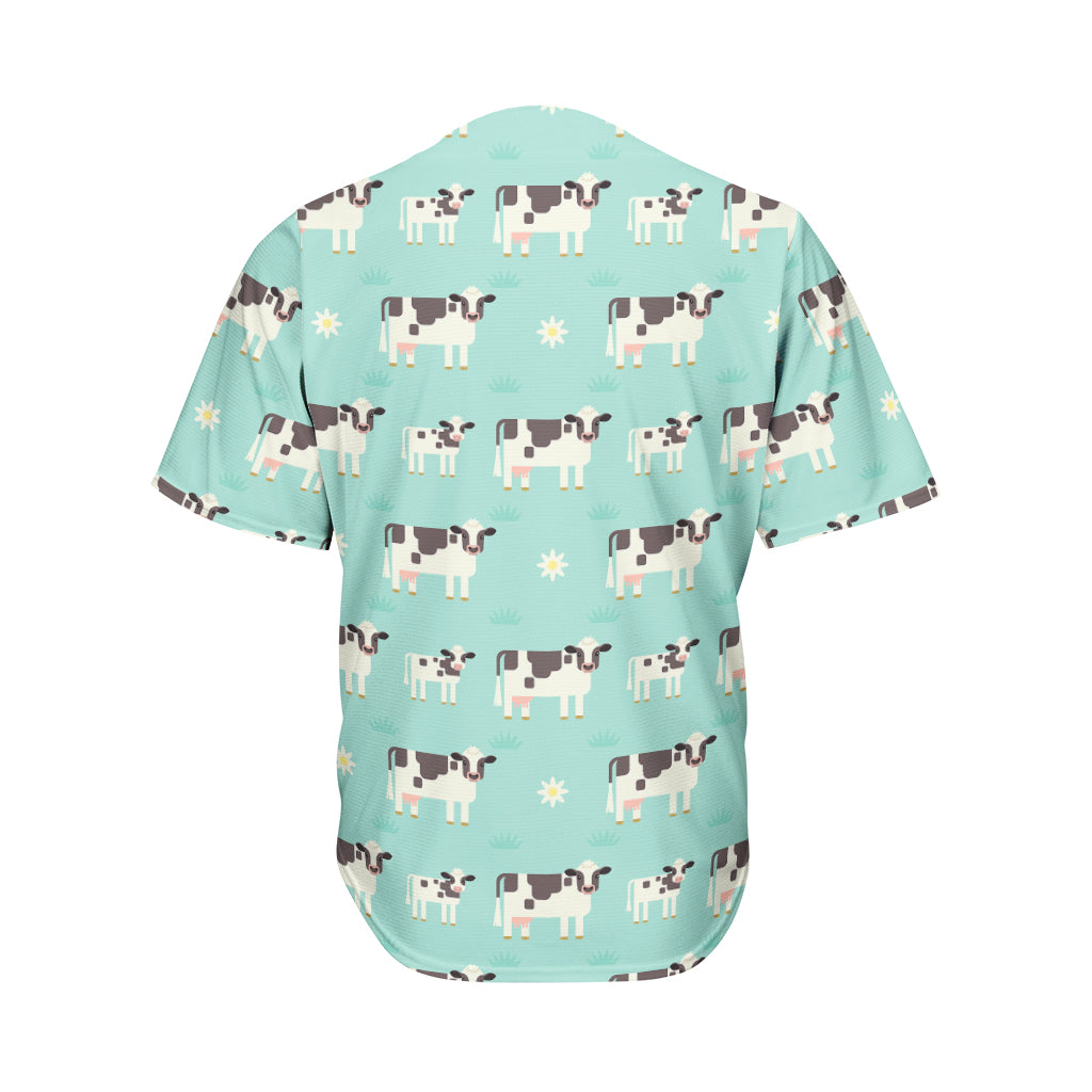 Cute Cow And Baby Cow Pattern Print Men's Baseball Jersey