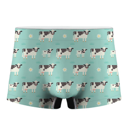 Cute Cow And Baby Cow Pattern Print Men's Boxer Briefs