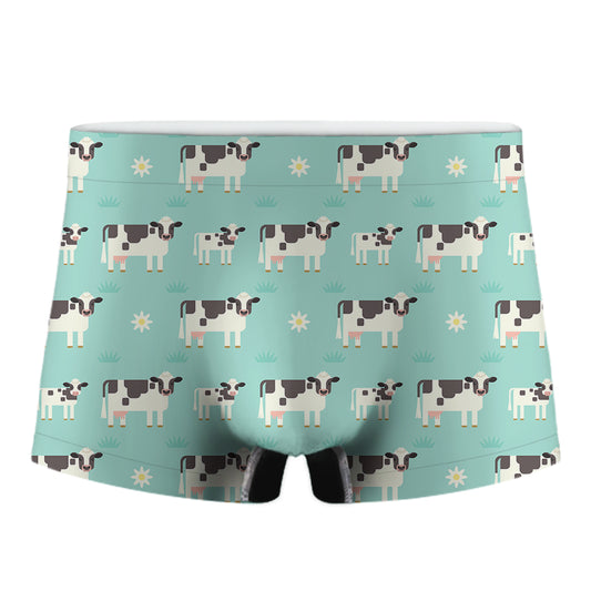 Cute Cow And Baby Cow Pattern Print Men's Boxer Briefs