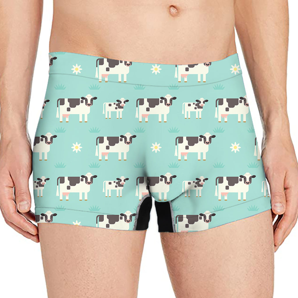 Cute Cow And Baby Cow Pattern Print Men's Boxer Briefs