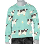 Cute Cow And Baby Cow Pattern Print Men's Crewneck Sweatshirt GearFrost