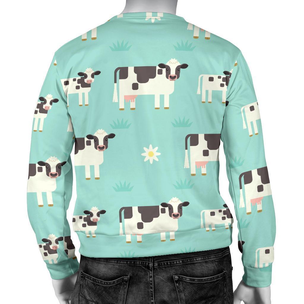 Cute Cow And Baby Cow Pattern Print Men's Crewneck Sweatshirt GearFrost