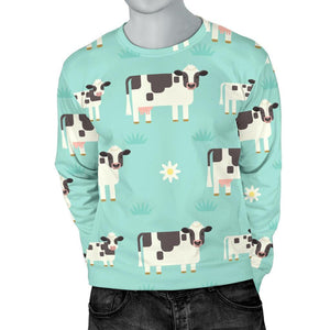 Cute Cow And Baby Cow Pattern Print Men's Crewneck Sweatshirt GearFrost