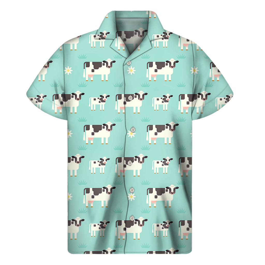 Cute Cow And Baby Cow Pattern Print Men's Short Sleeve Shirt