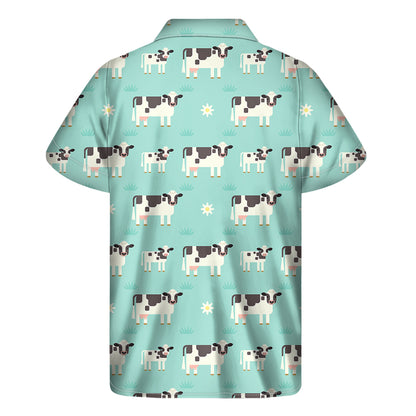Cute Cow And Baby Cow Pattern Print Men's Short Sleeve Shirt