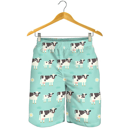 Cute Cow And Baby Cow Pattern Print Men's Shorts