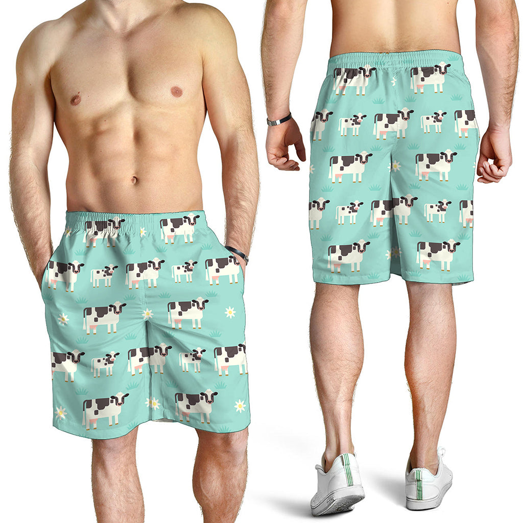 Cute Cow And Baby Cow Pattern Print Men's Shorts