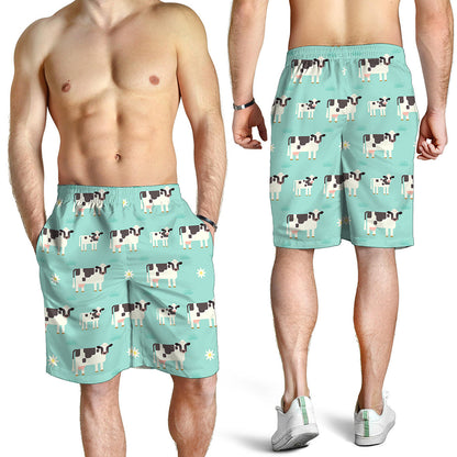 Cute Cow And Baby Cow Pattern Print Men's Shorts