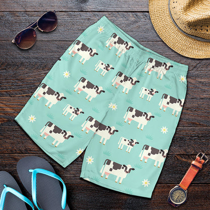 Cute Cow And Baby Cow Pattern Print Men's Shorts