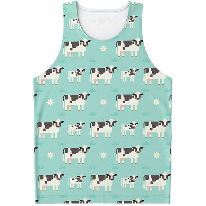 Cute Cow And Baby Cow Pattern Print Men's Tank Top