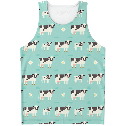 Cute Cow And Baby Cow Pattern Print Men's Tank Top