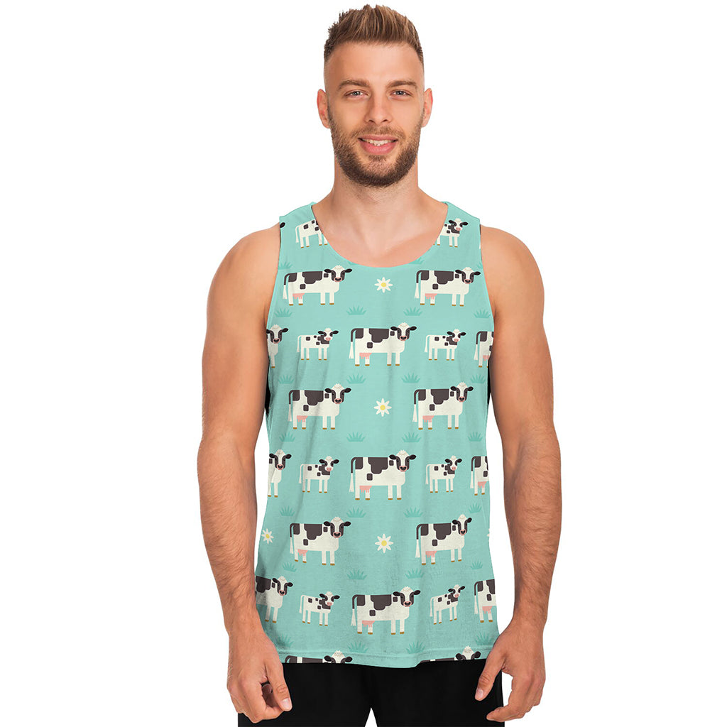 Cute Cow And Baby Cow Pattern Print Men's Tank Top